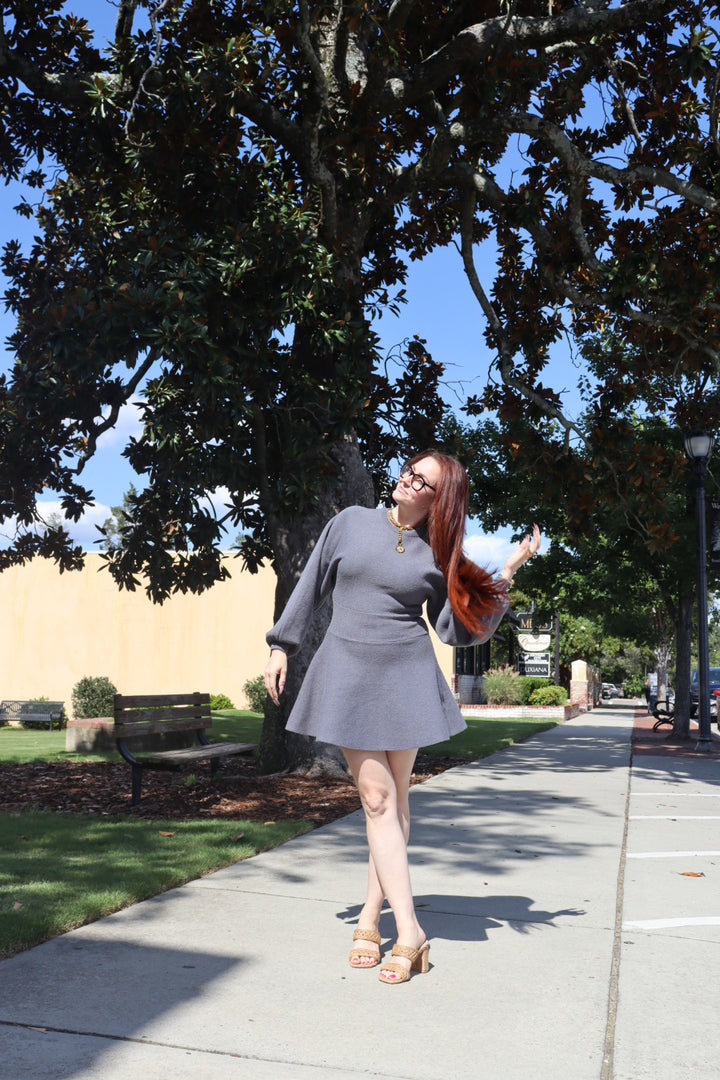 Balloon Sleeve Sweater Dress