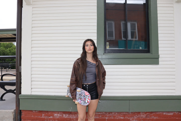 Grey Belted Asymmetrical Top