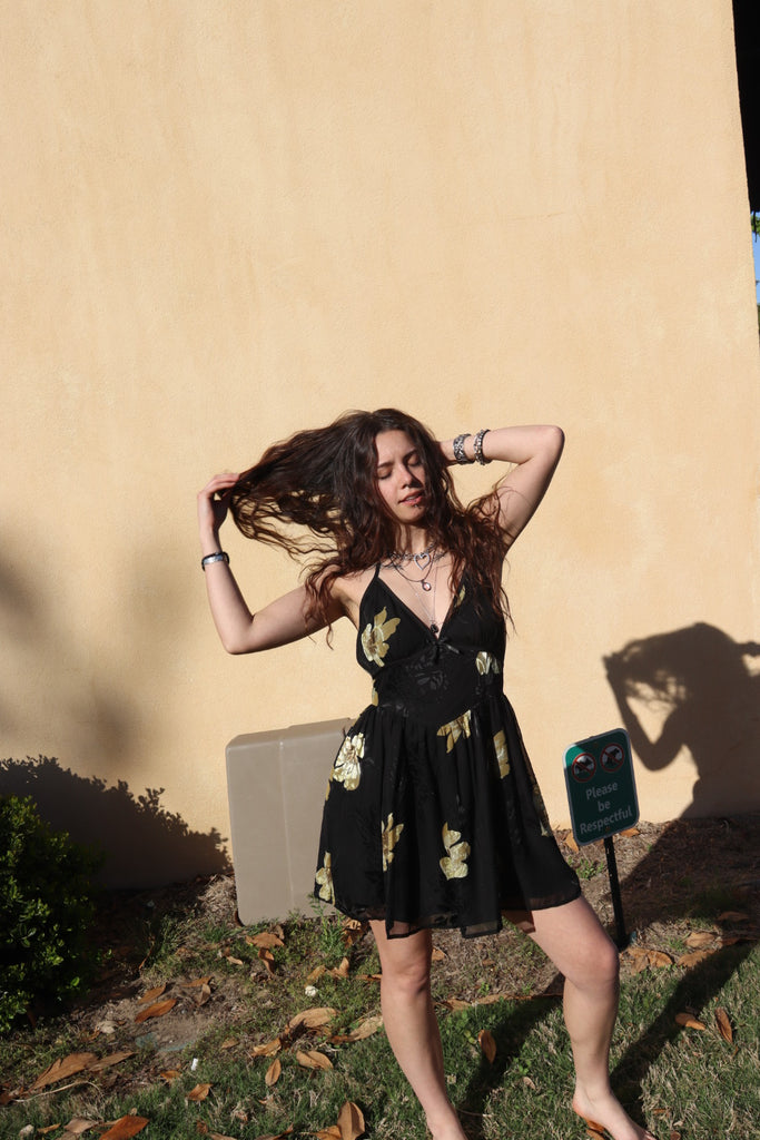 Halter Black Floral Mini Dress – Manifest Boutique
