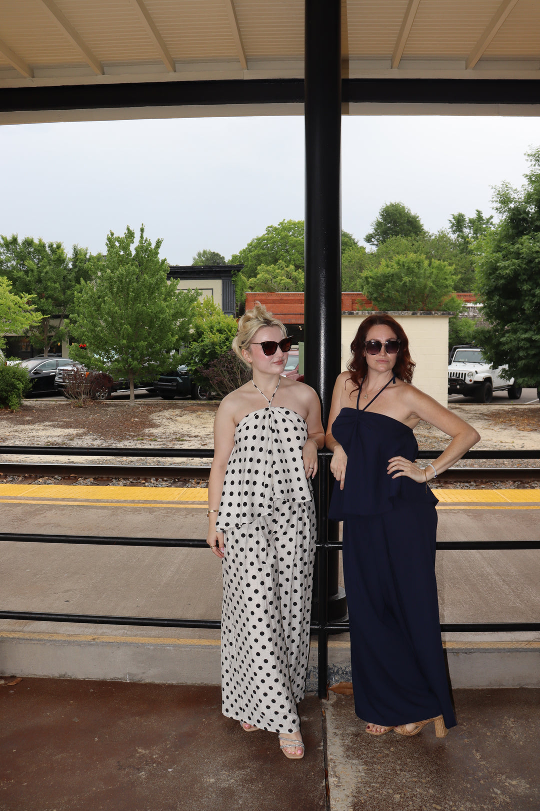 Navy Linen Halter Tank