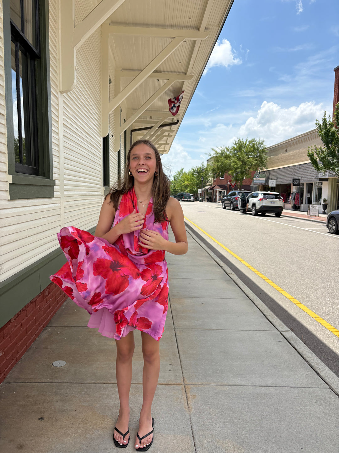 Hibiscus Bloom Mini Dress