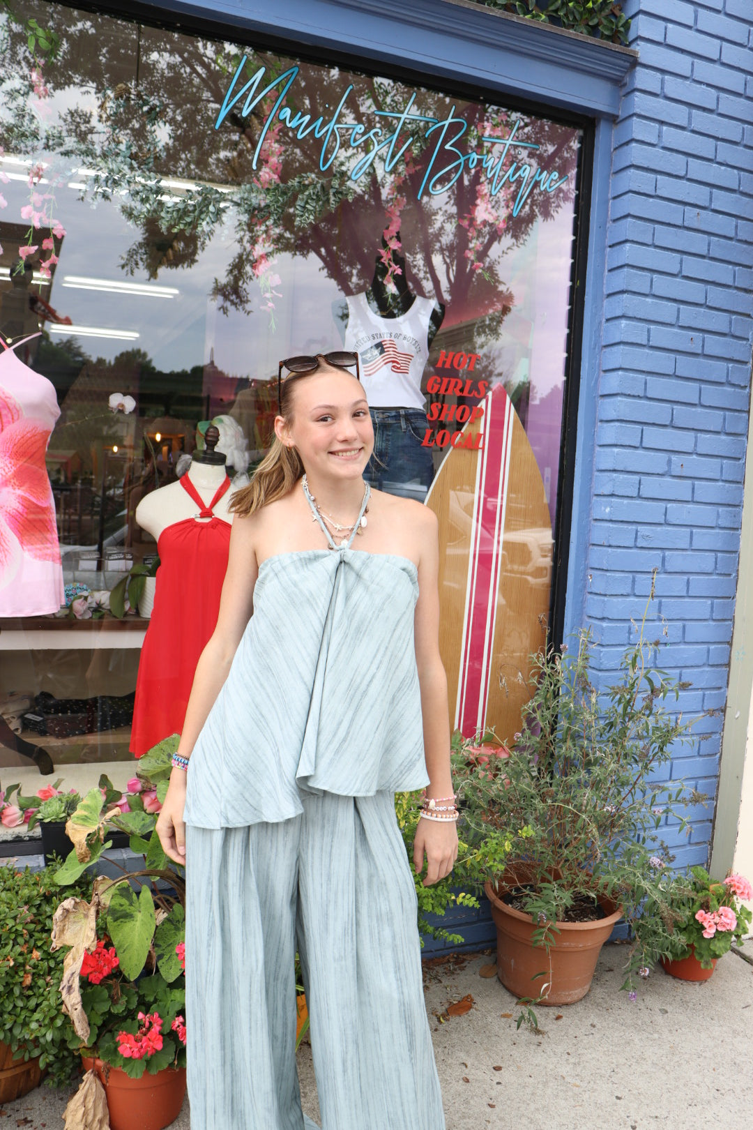 Linen Watercolor Wide Leg Pants