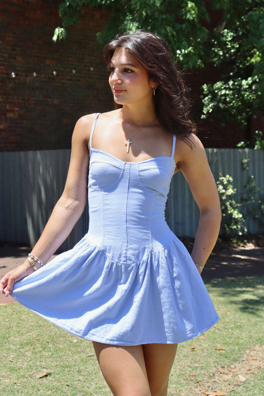 Baby Blue Women's Corset Dress Manifest Boutique Baby Blue Women's Corset Dress Manifest Boutique