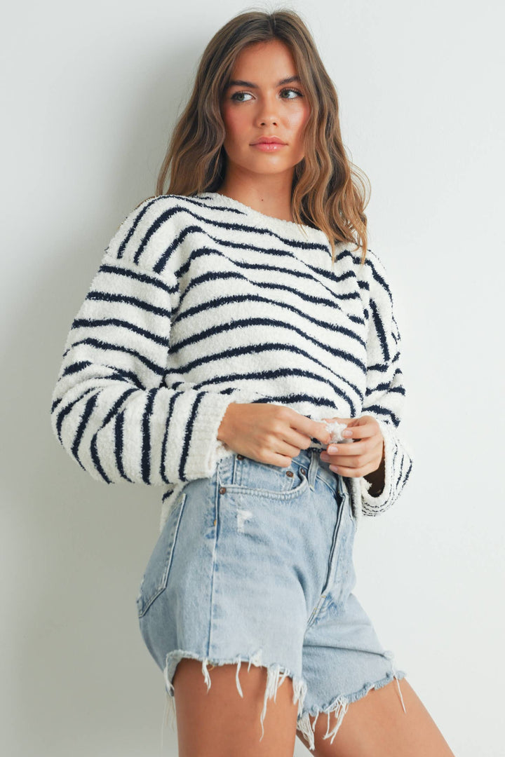 BASIC STRIPED KNIT SWEATER