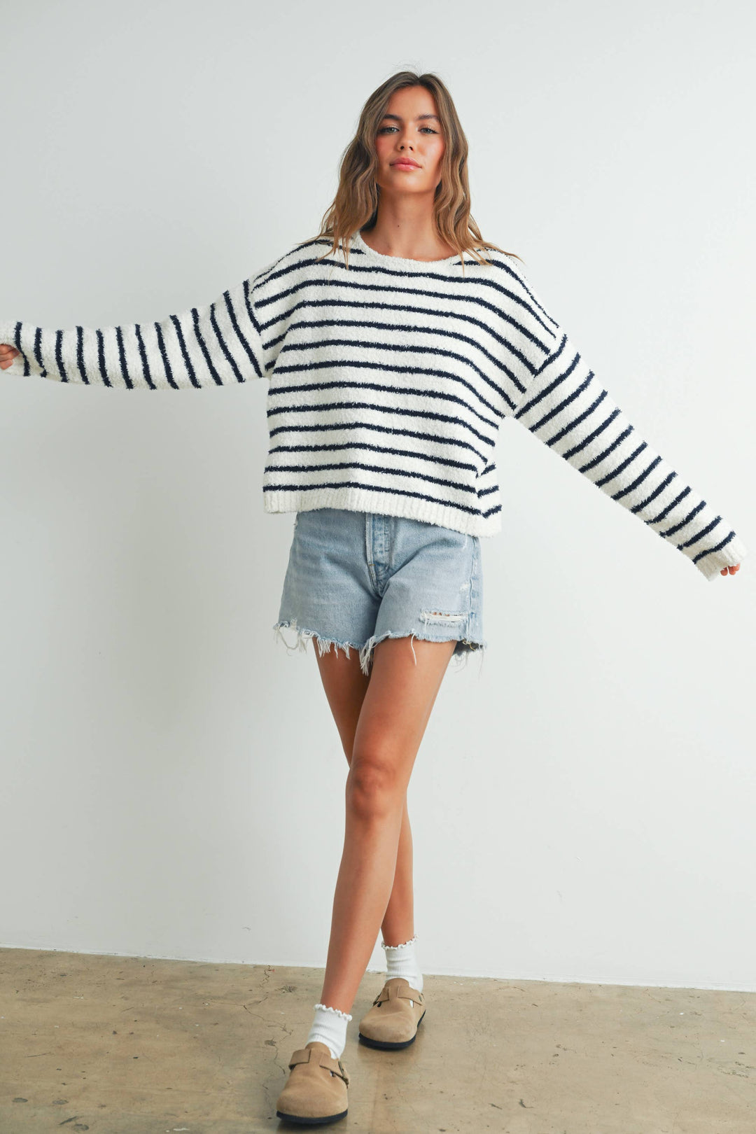 BASIC STRIPED KNIT SWEATER