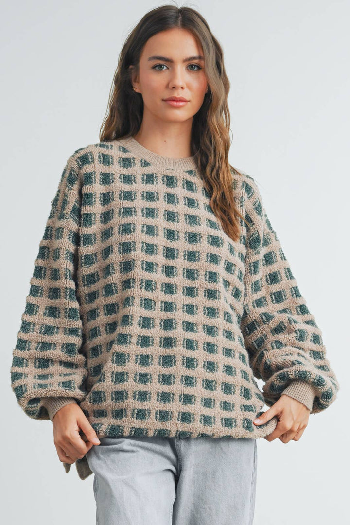 Fall Checkered Oversized Halloween Sweater