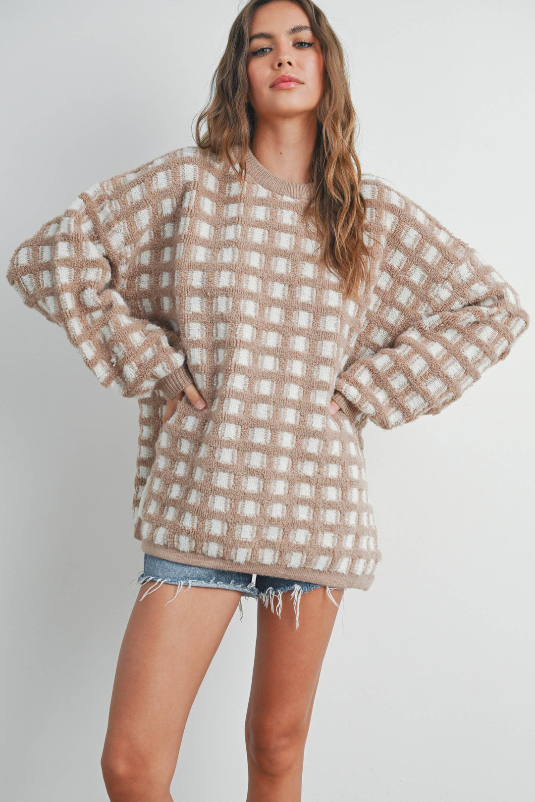 Fall Checkered Oversized Halloween Sweater