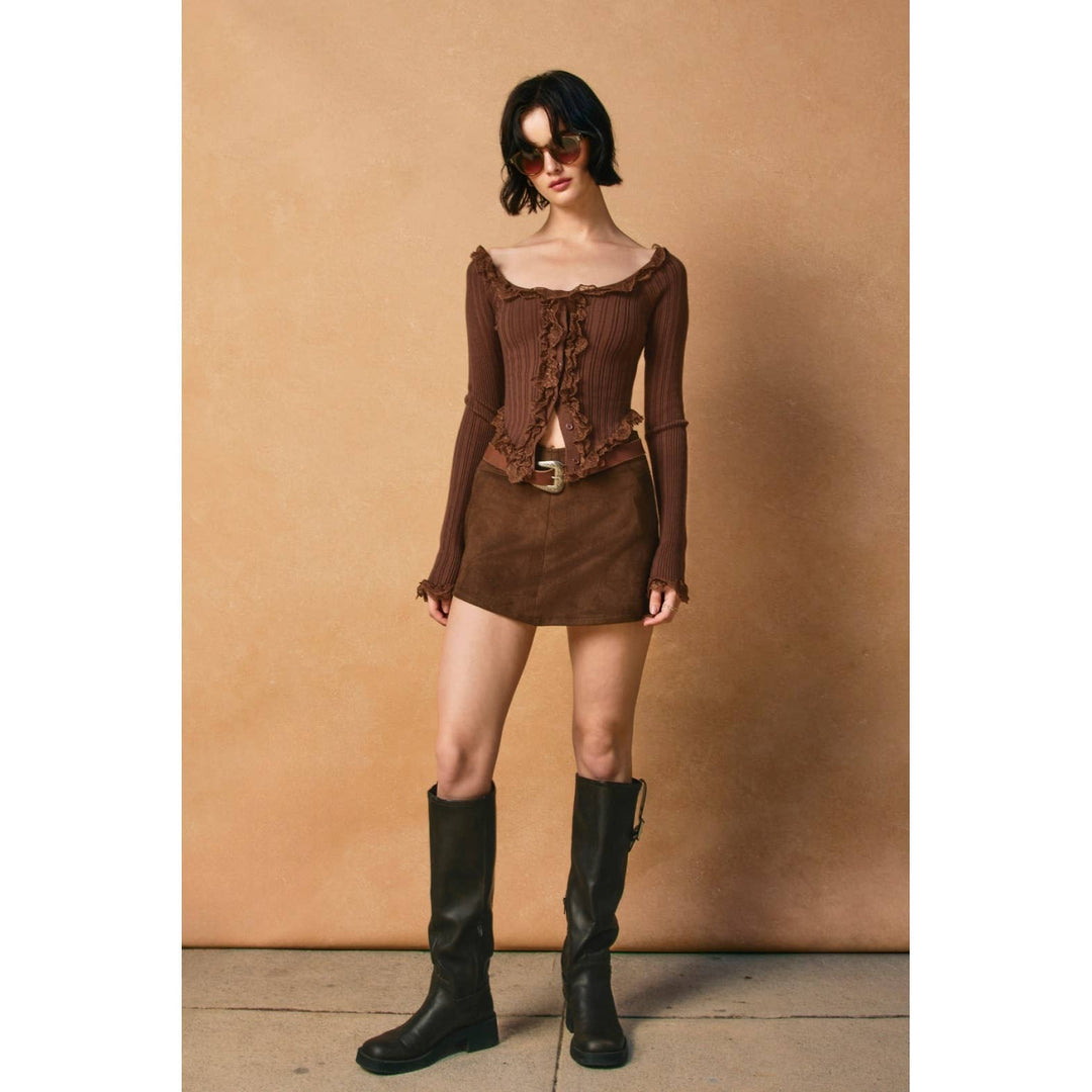 Suede Mini Skirt: DESERT PALM