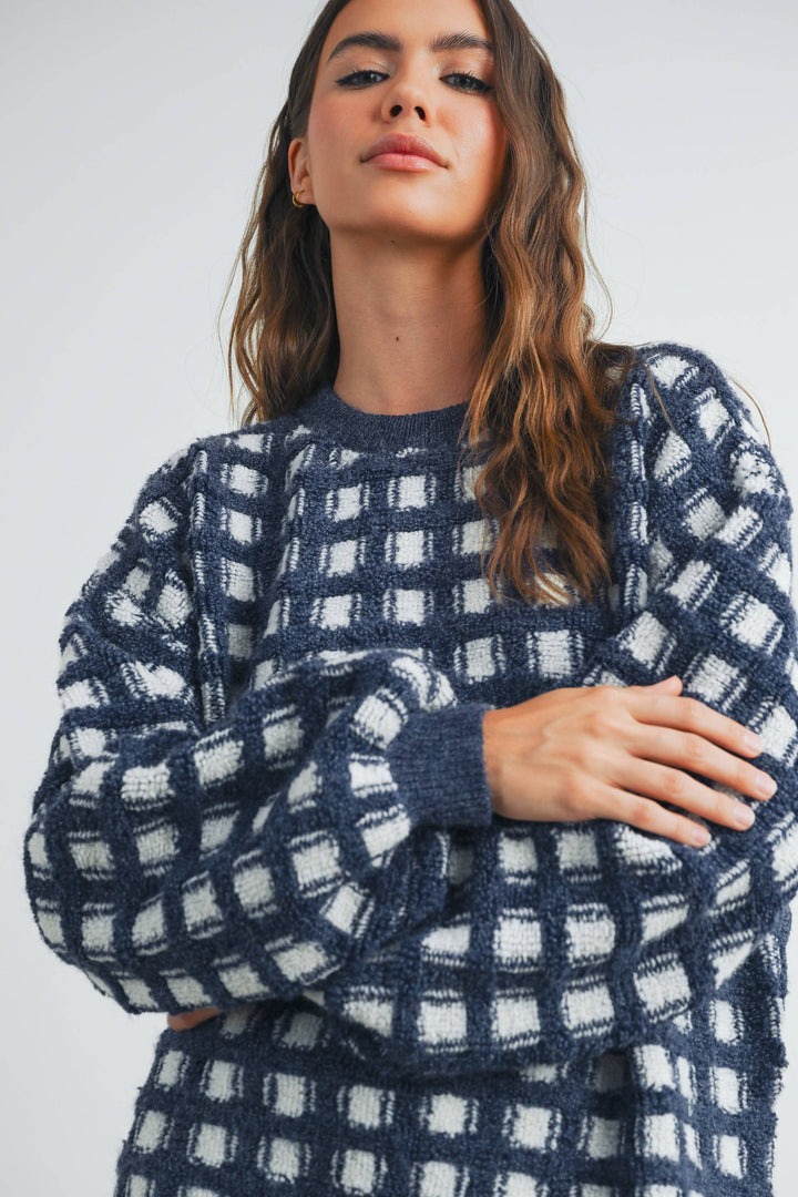 Fall Checkered Oversized Halloween Sweater