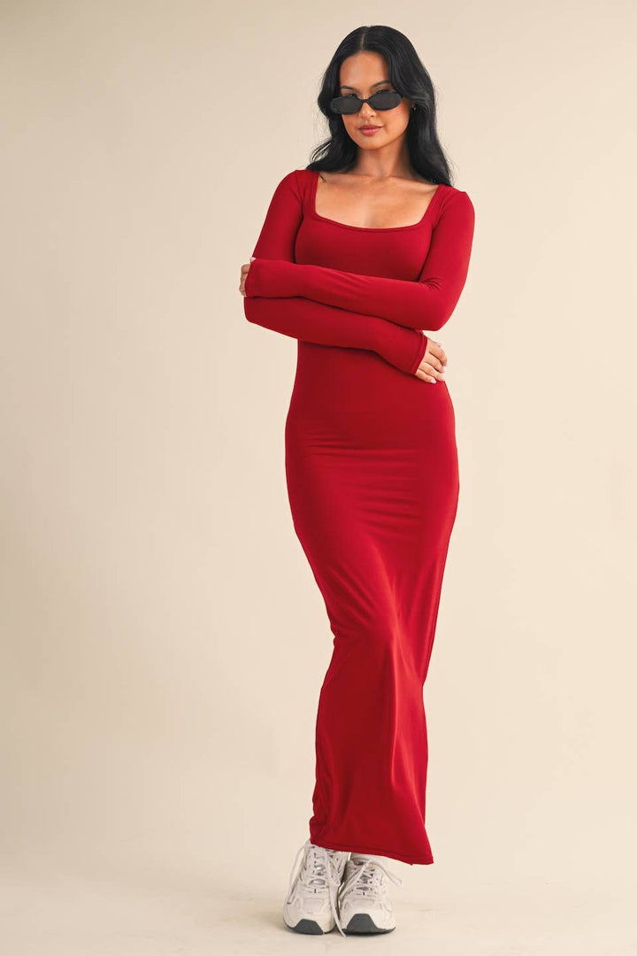 Soft Knit Jersey Maxi Dress: Chocolate