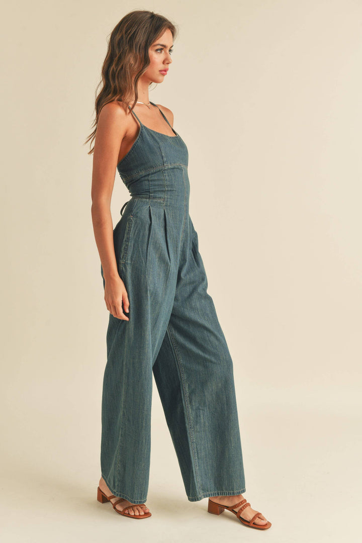 WASHED DENIM JUMPSUIT