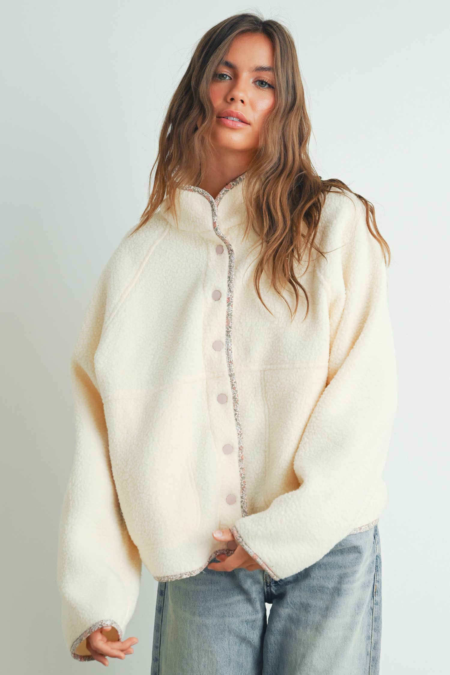 FALL COZY SNAP MOCK NECK SHERPA FLEECE JACKET – Manifest Boutique