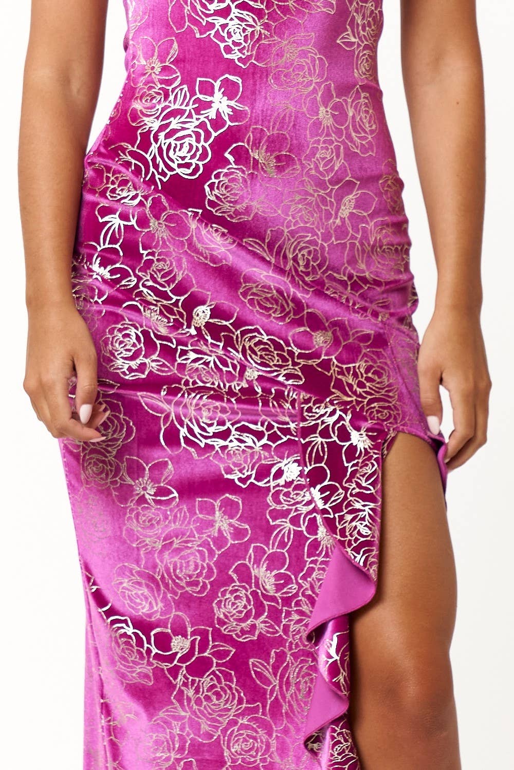 Floral Tube Ruffled Side Slit Maxi Dress