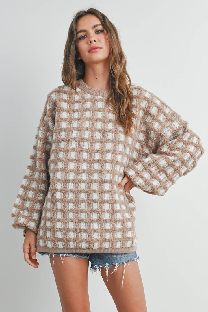 Fall Checkered Oversized Halloween Sweater