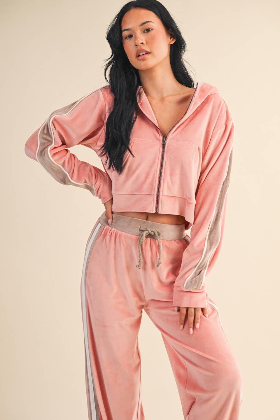 Velour Tracksuit Side Stripe - JACKET