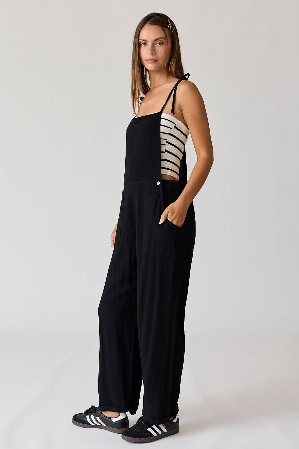 Penny Self Tie Strap Overall Jumpsuit