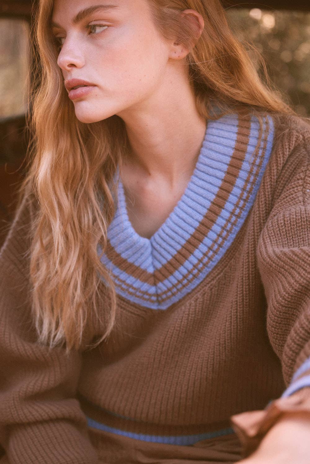 Solid Striped Rib-Knit Sweater