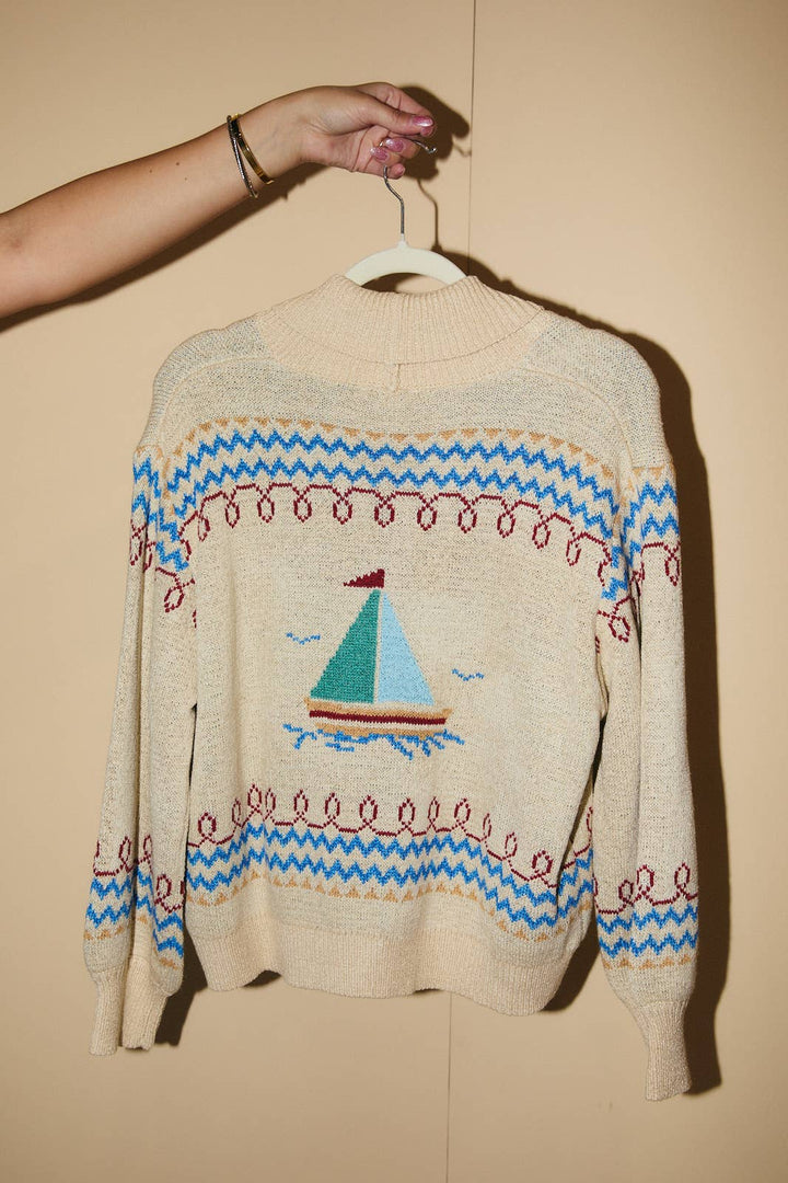 YACHT BUTTON UP OVERSIZE FIT SWEATER CARDIGAN