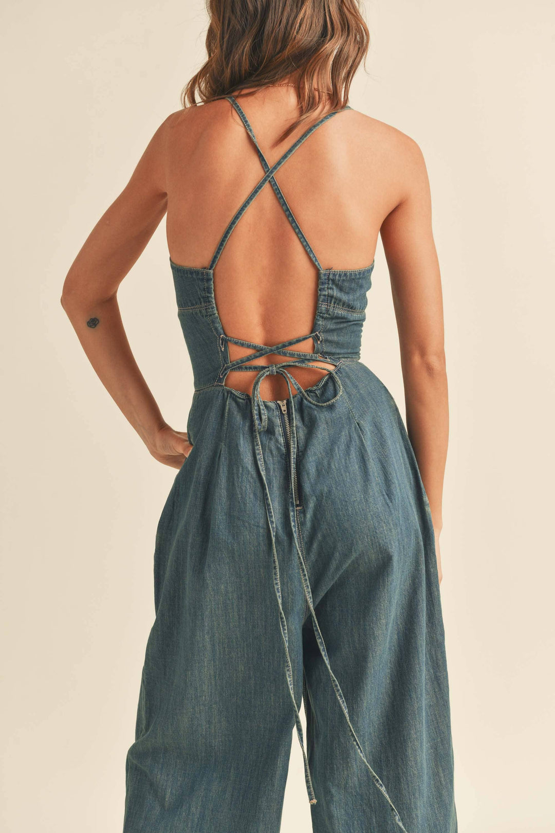 WASHED DENIM JUMPSUIT