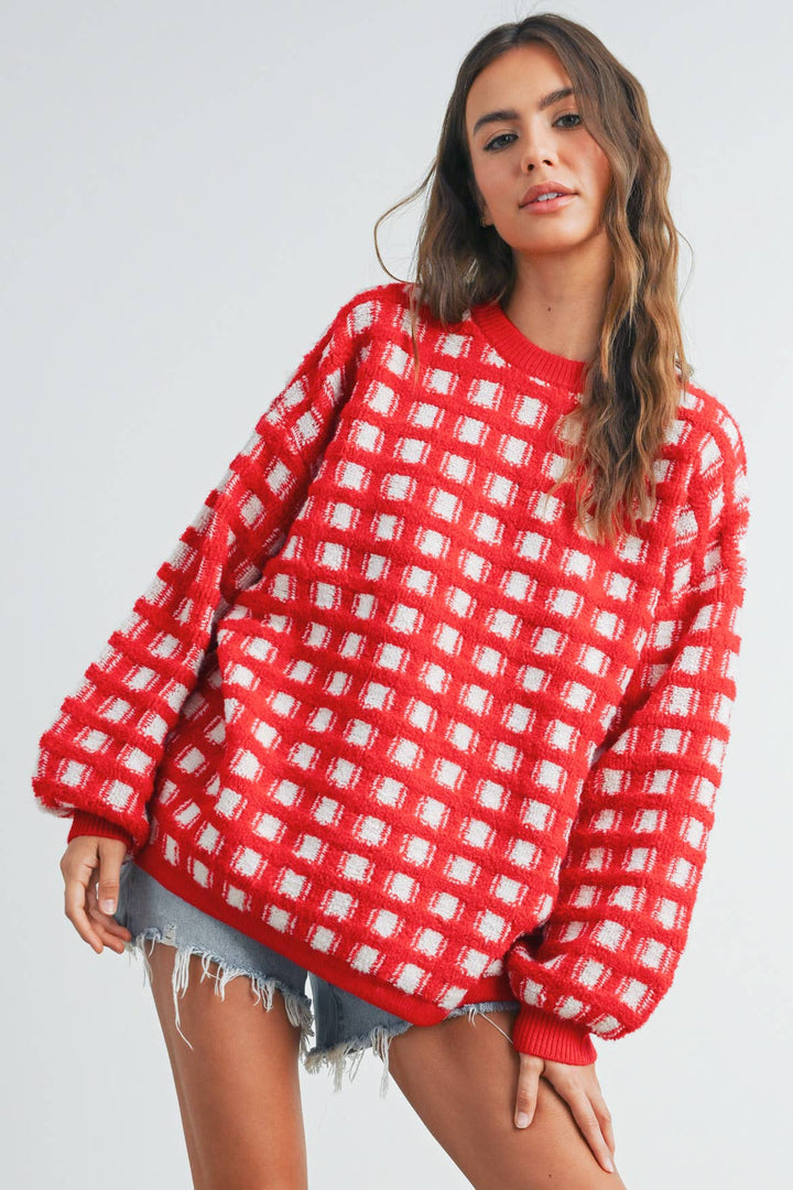 Fall Checkered Oversized Halloween Sweater