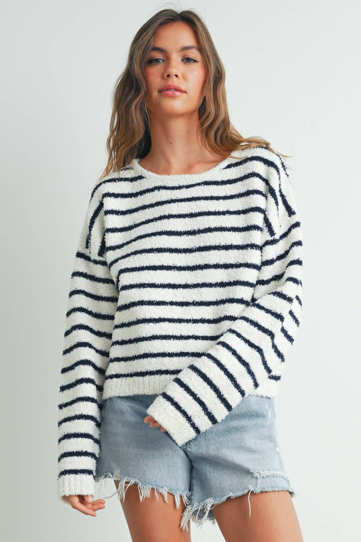 BASIC STRIPED KNIT SWEATER