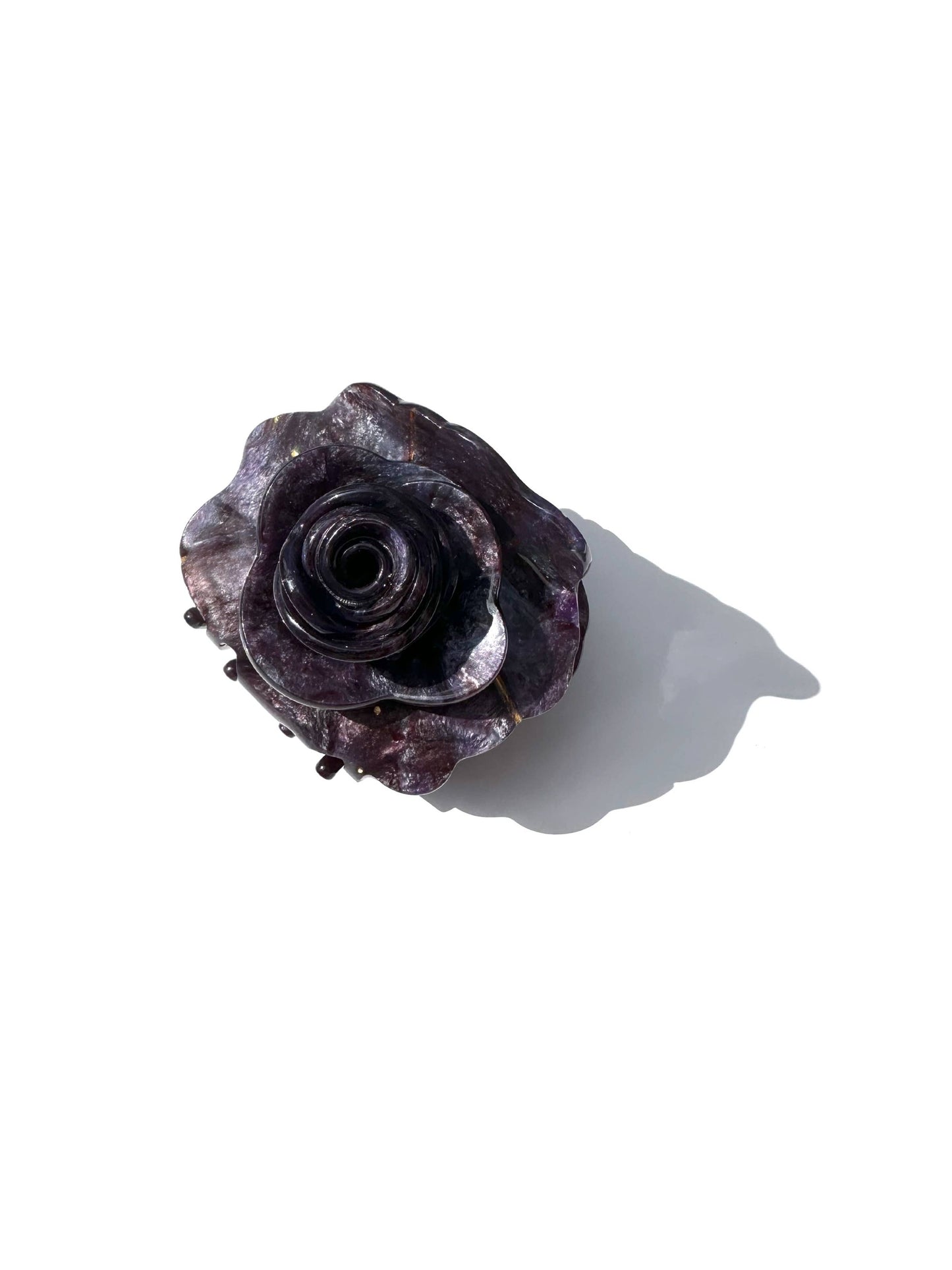 Solar Eclipse - Handmade Origami Rose Flower Claw Hair Clip: Red