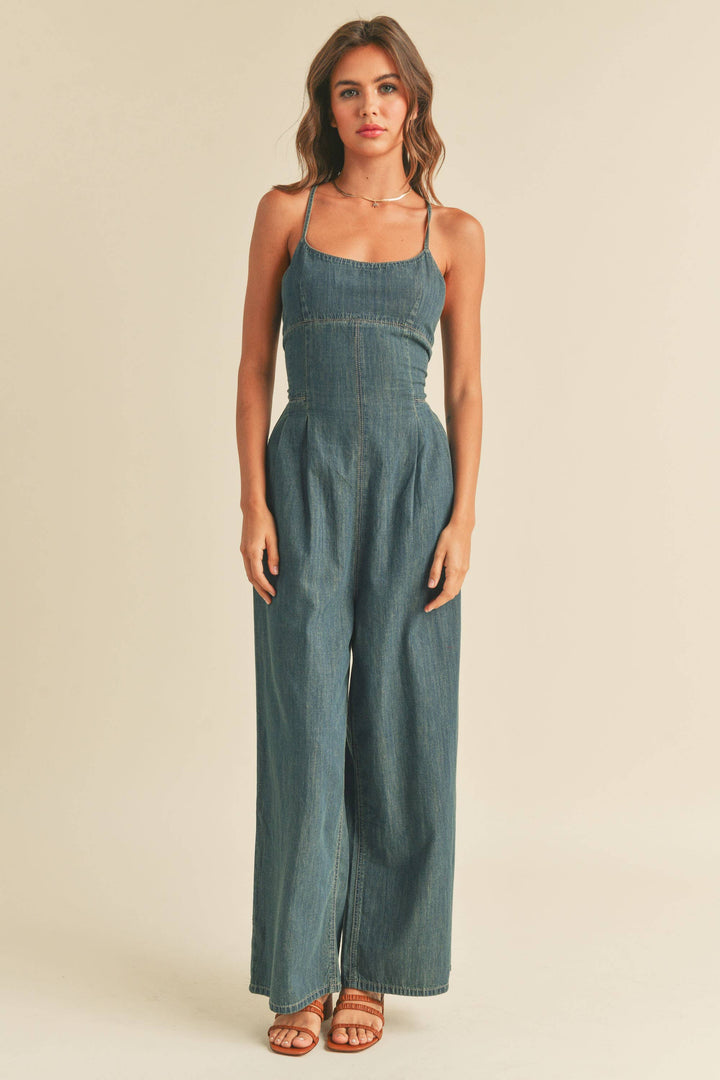 WASHED DENIM JUMPSUIT