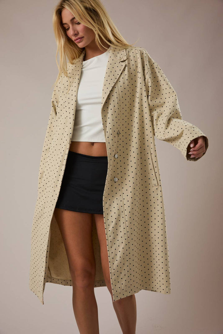 POLKA DOT DENIM COAT