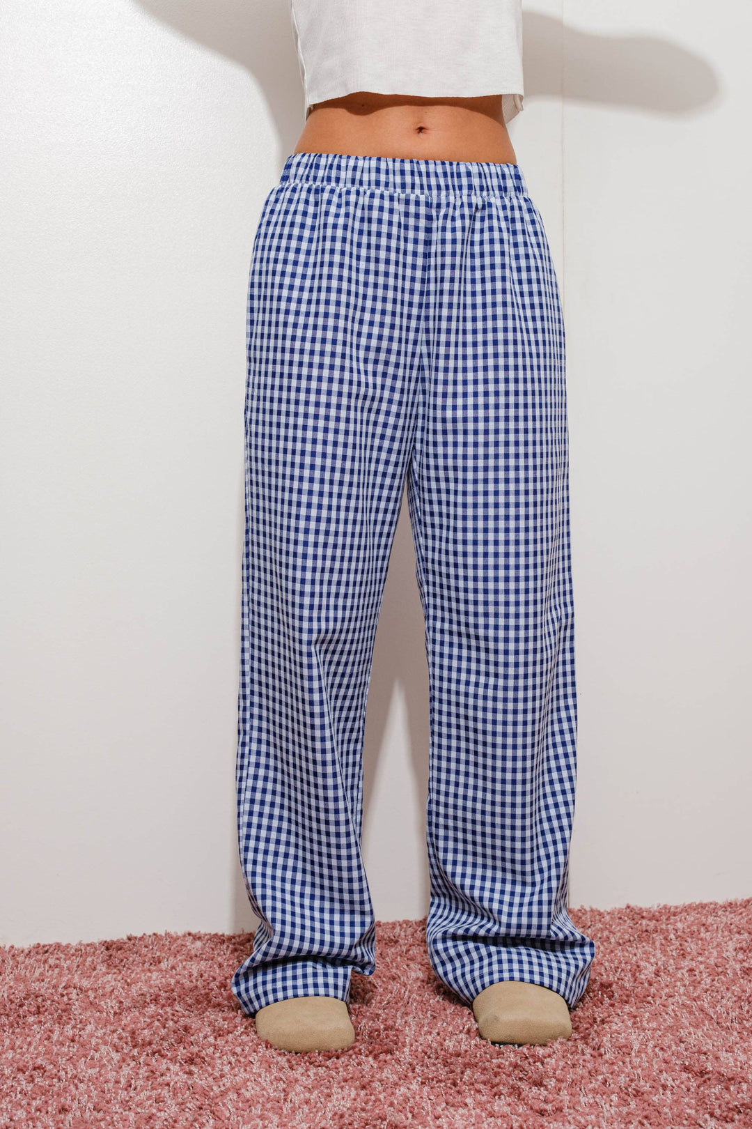 GINGHAM RELAXED PANTS