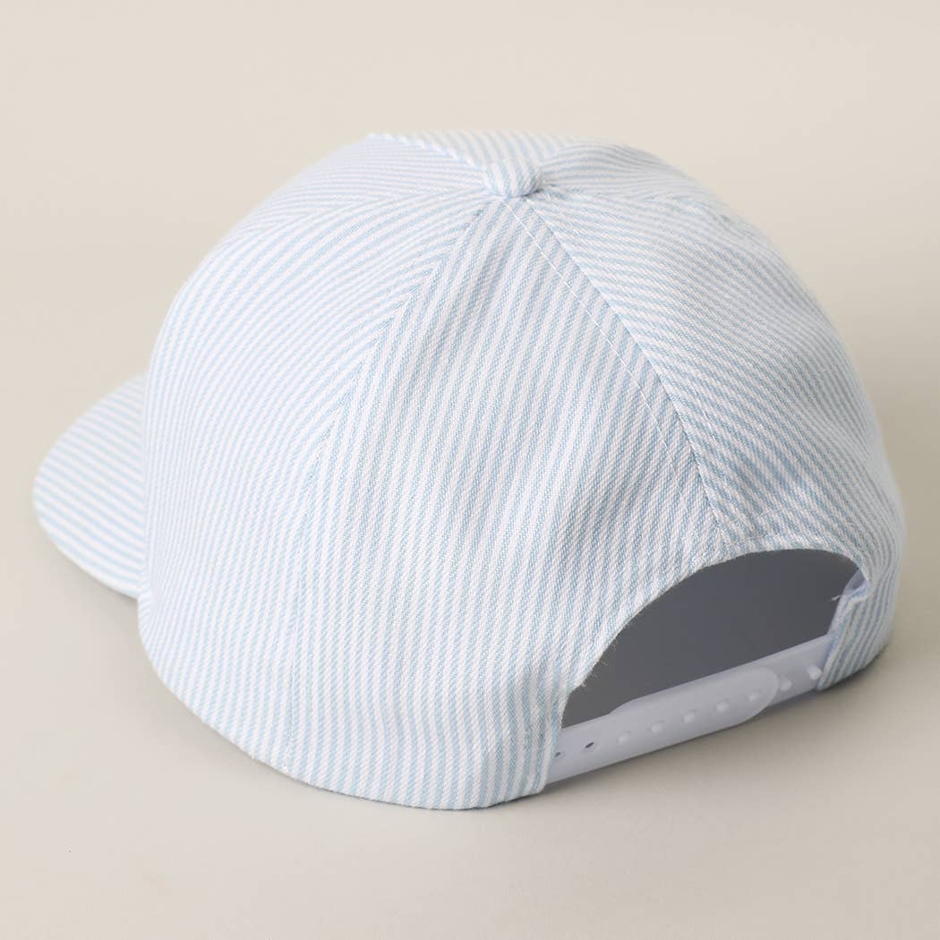 Fashion City - MAMA NEEDS A BEACH BREAK Embroidered StripedTrucker Hat: Pink