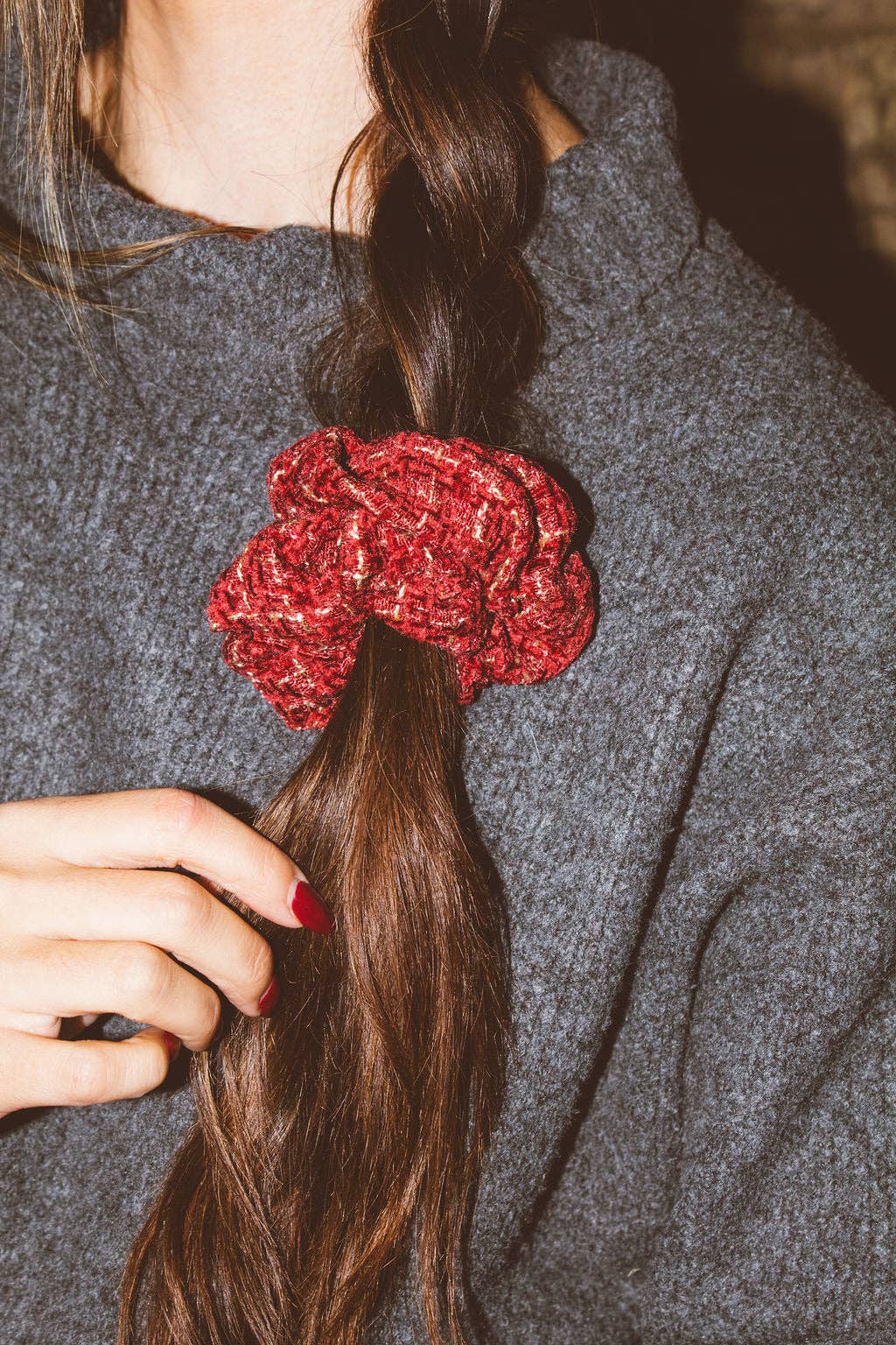 Cozy Gold Gingham Oversized Scrunchie