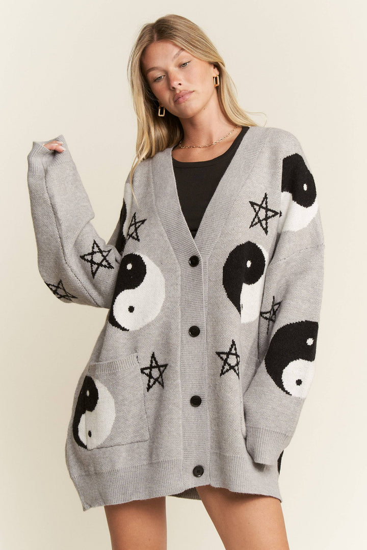 YIN YANG STAR KNIT CARDIGAN