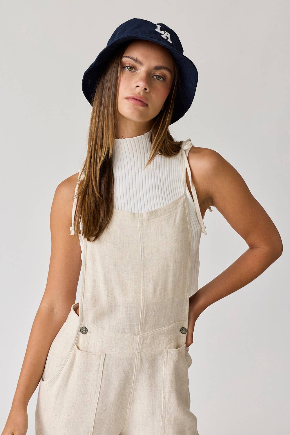 Penny Self Tie Strap Overall Jumpsuit