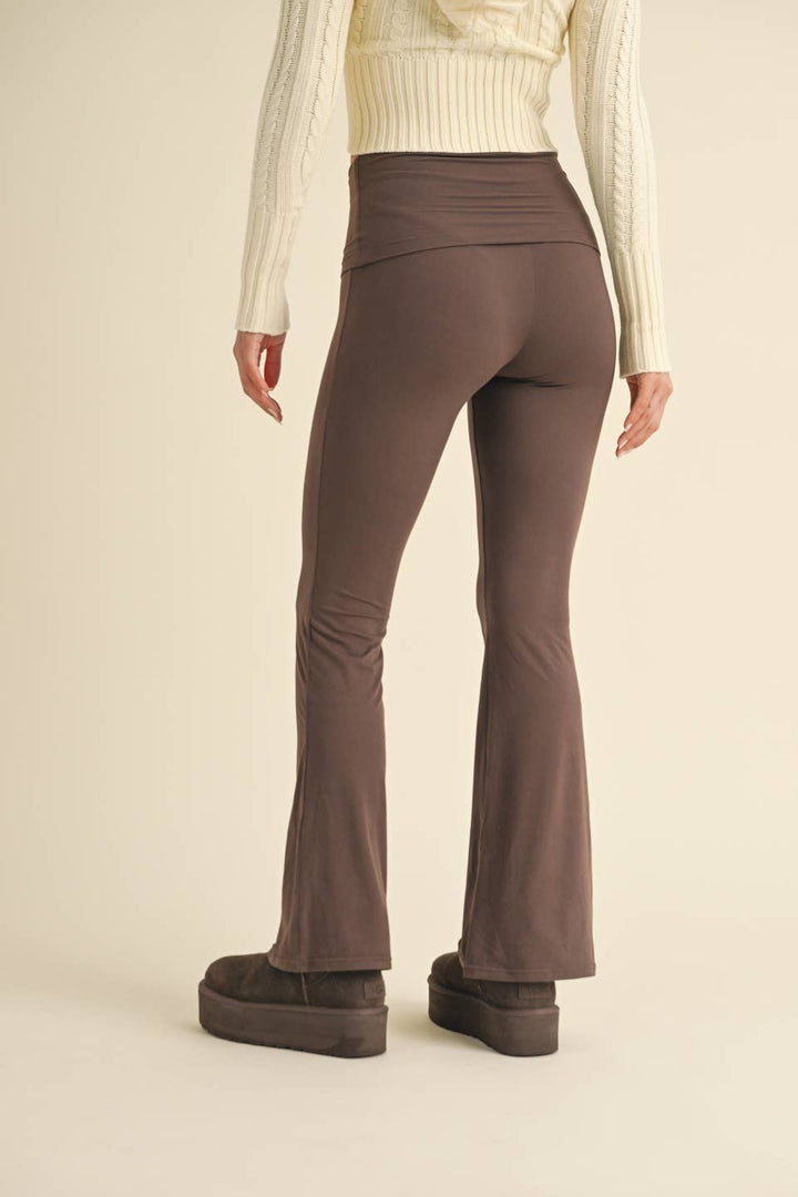 Soft Knit Fold over Flare Pants