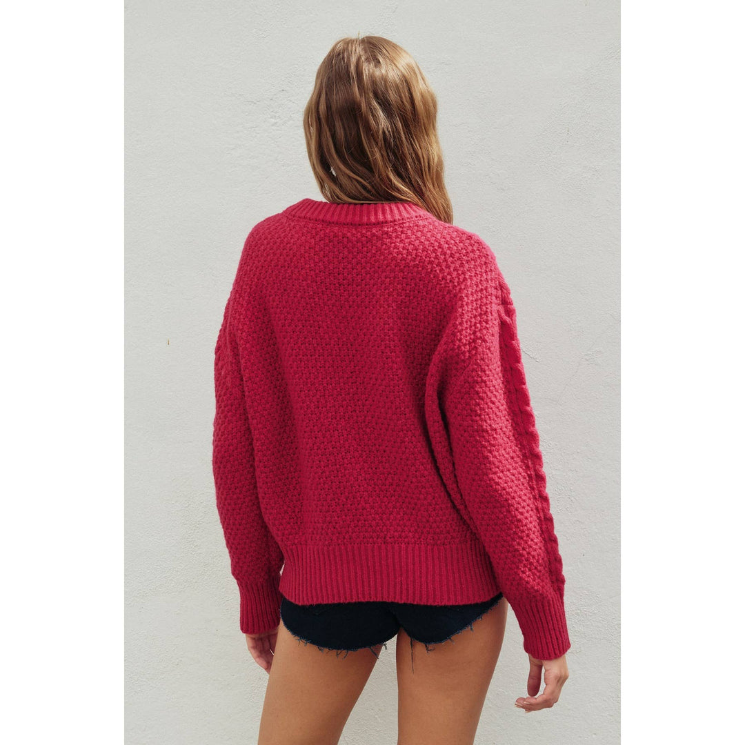 Chunky Cable Knit Sweater: MULBERRY