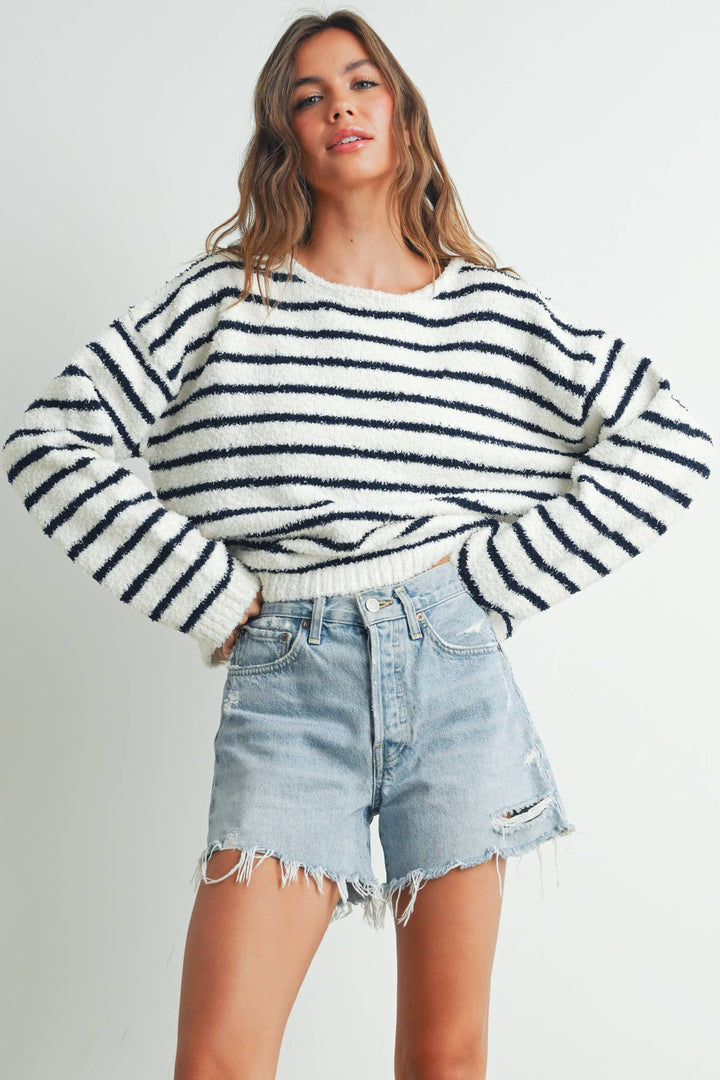 BASIC STRIPED KNIT SWEATER