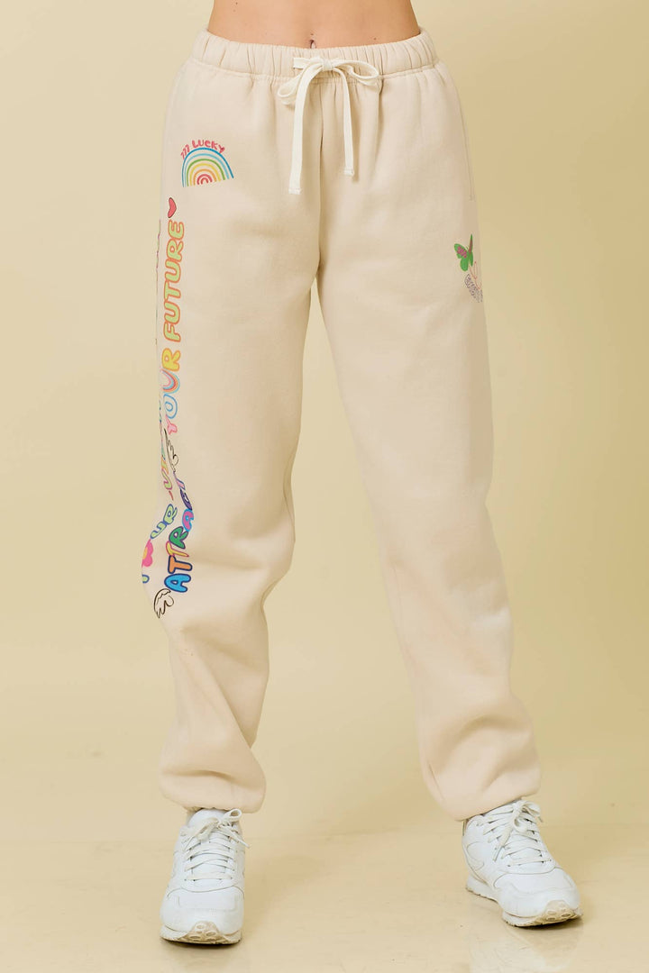 Graphic Printed Sweatpants With Drawstring