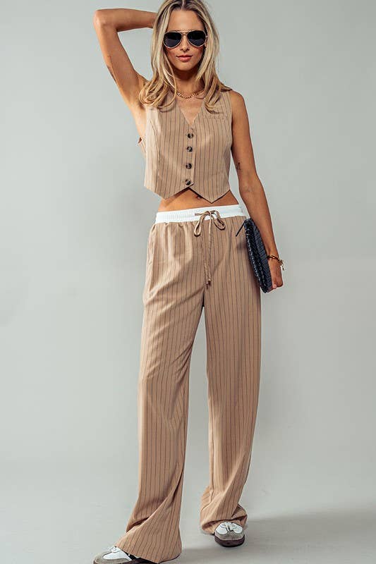 Ageless Pinstriped Cropped Vest