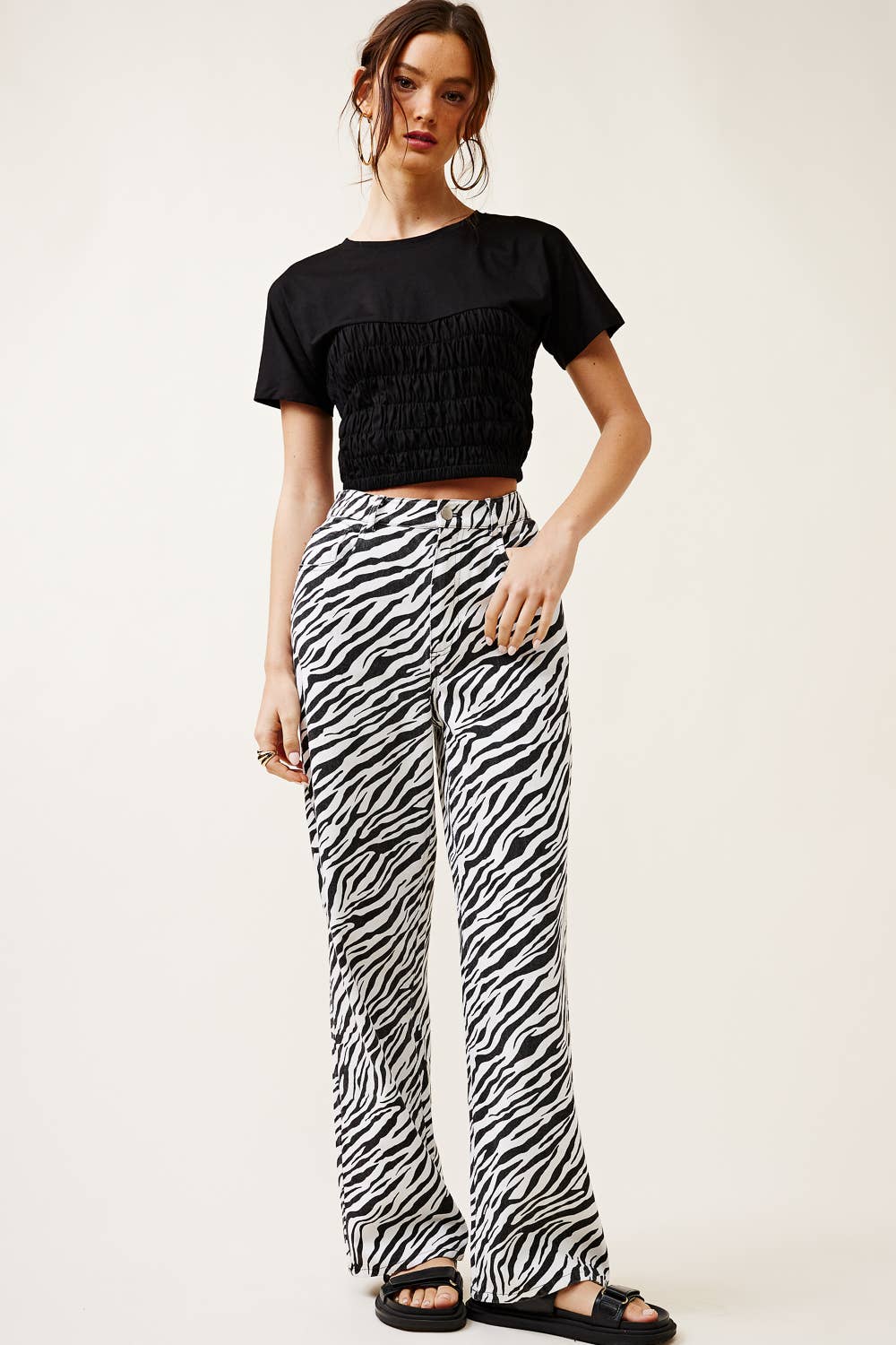 HIGH-RISE ZEBRA PRINT STRAIGHT