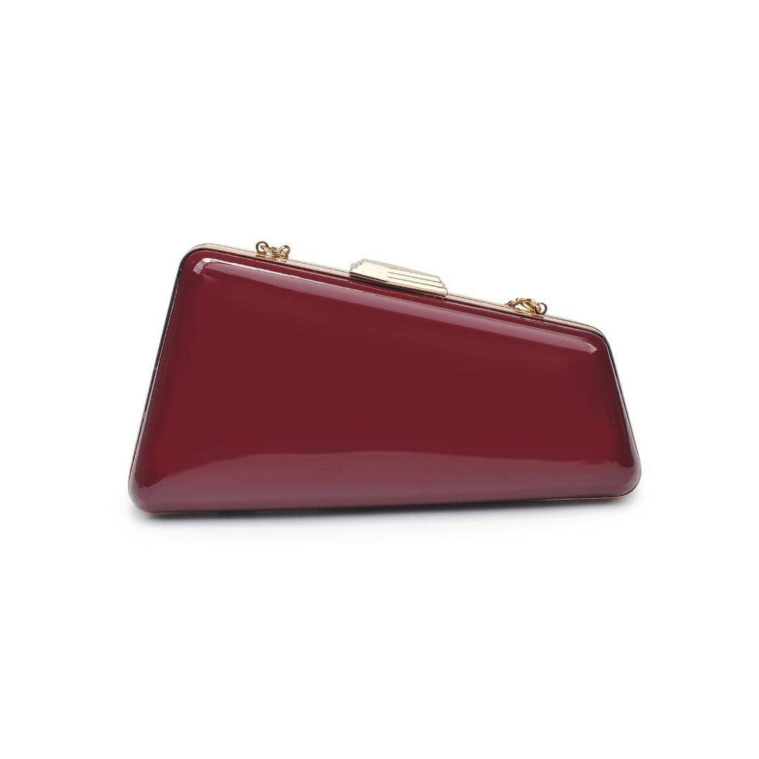 Irene - Patent Asymmetrical Evening Bag: Red
