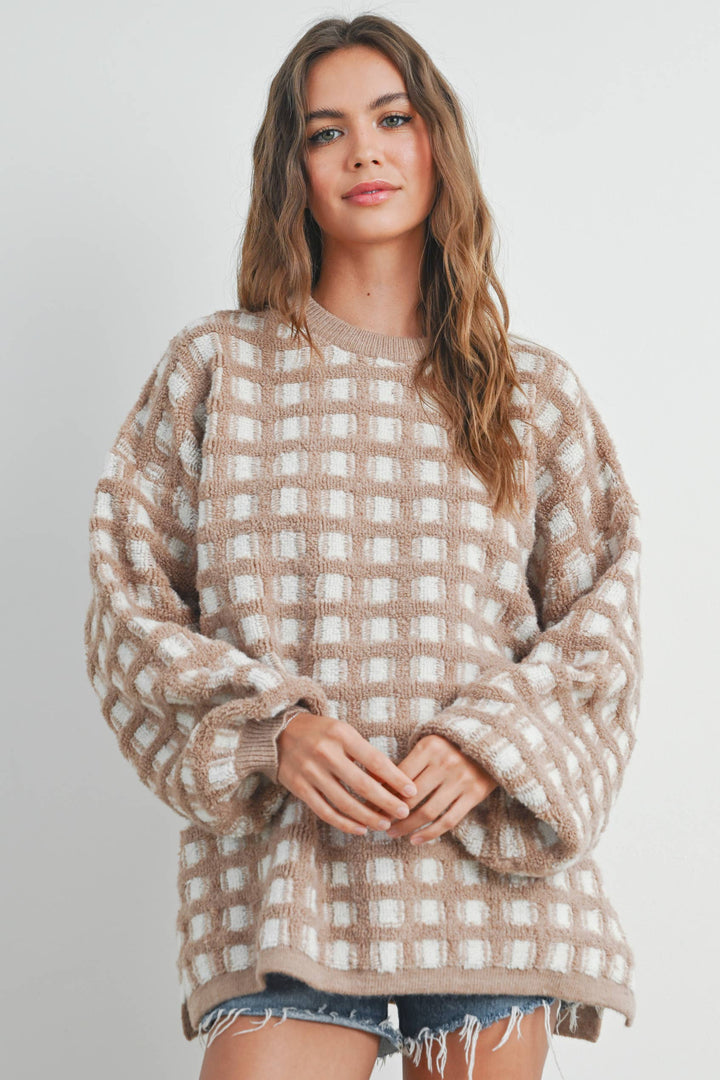 Fall Checkered Oversized Halloween Sweater