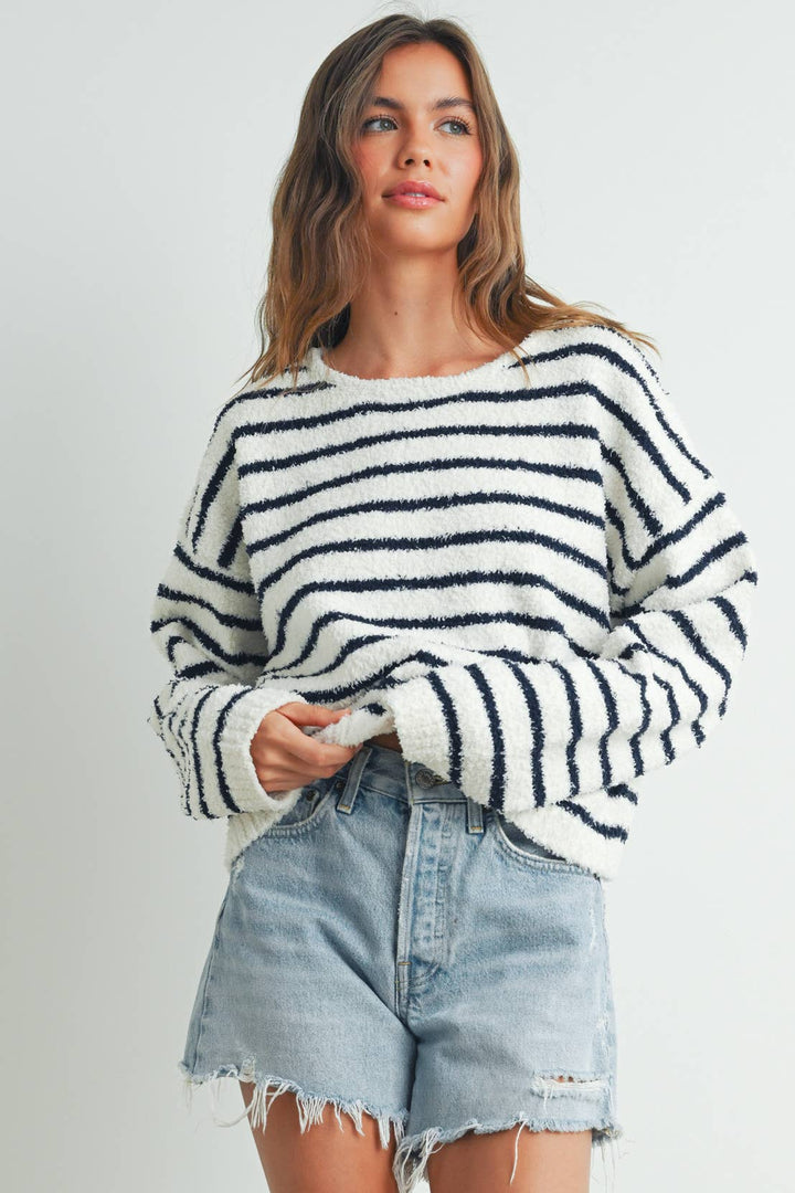 BASIC STRIPED KNIT SWEATER