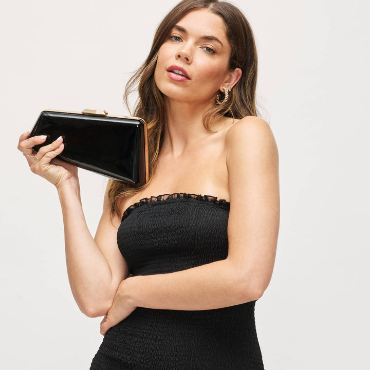 Irene - Patent Asymmetrical Evening Bag: Red