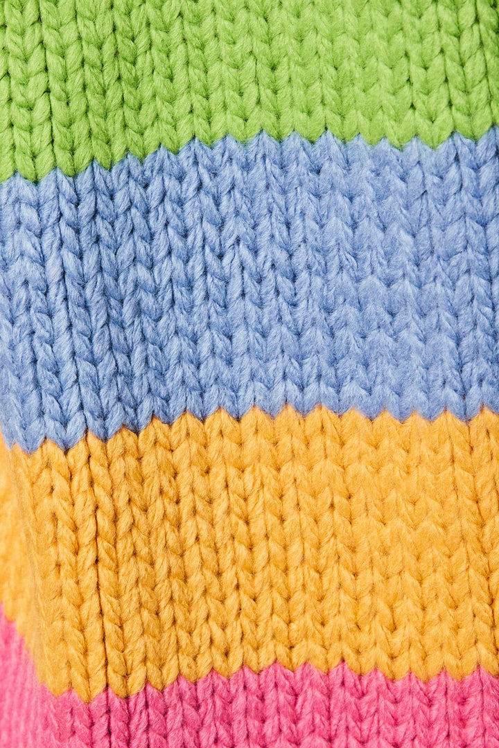 MULTI COLORED STRIPE CHUNKY SWEATER CARDIGAN