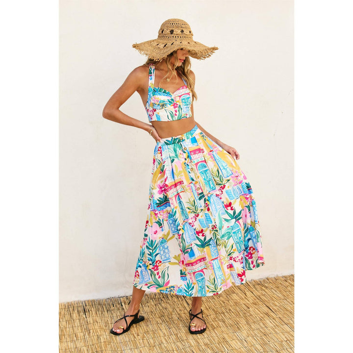 Long Summer Front Button Midi Skirt