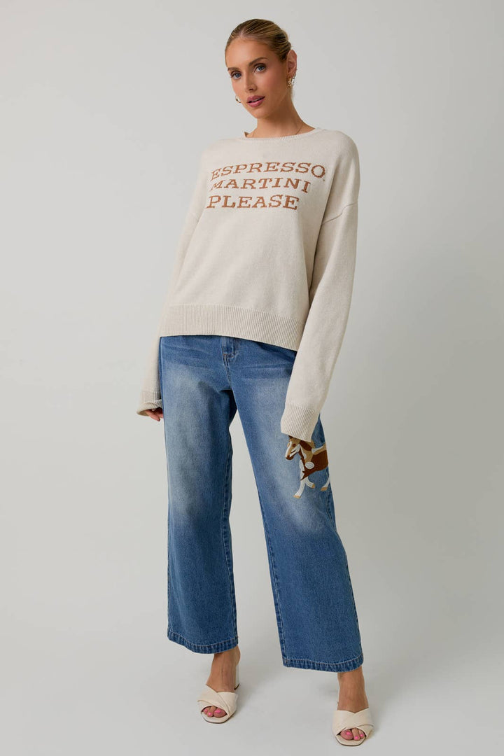 "ESPRESSO MARTINI PLEASE" SWEATER TOP