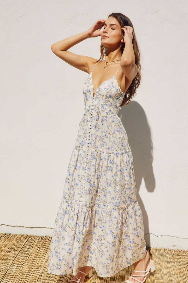 Loving Fate Bustier Tiered Maxi Dress