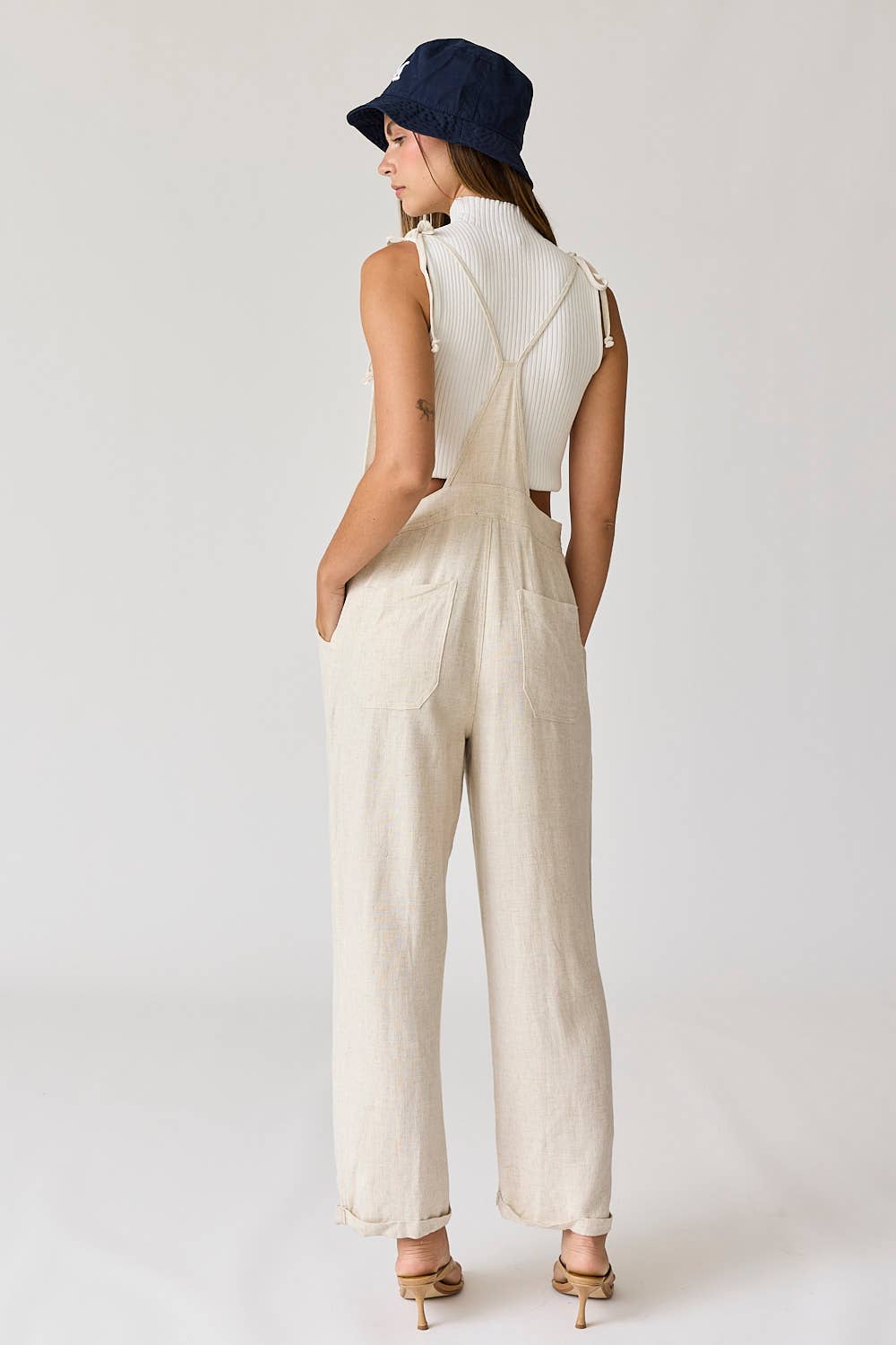 Penny Self Tie Strap Overall Jumpsuit