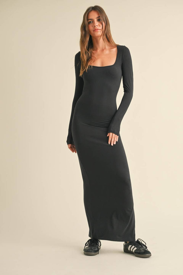 Soft Knit Jersey Maxi Dress: Chocolate