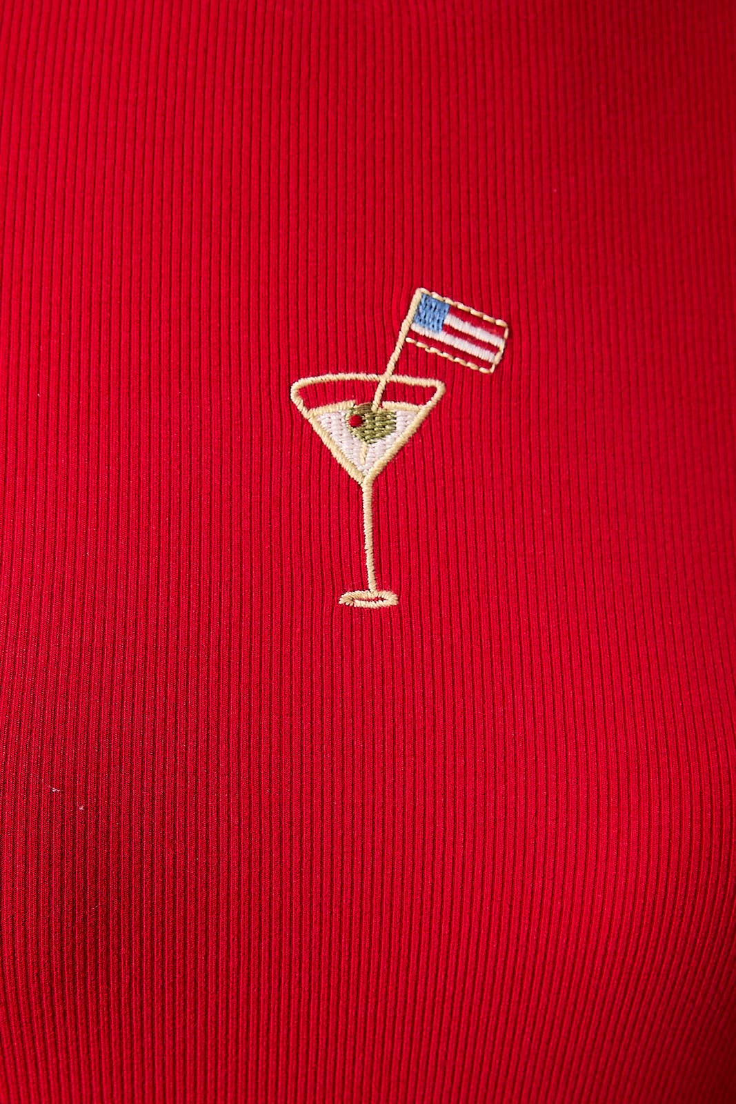 Crew Neck USA Cocktail Embroidered Ribbed Baby Tee